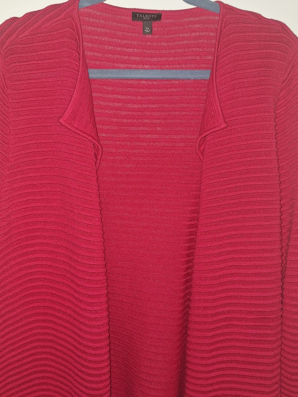 Talbots Raspberry Ribbed Open-Front Sweater - Picture 2 of 4